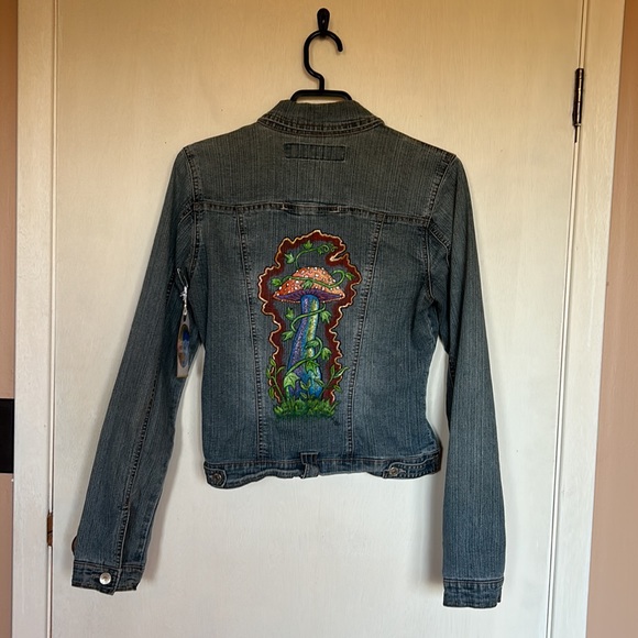 Hand-Painted Electric Mushroom Jean Jacket - Picture 7 of 7